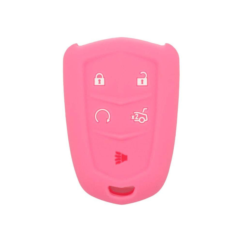  [AUSTRALIA] - SEGADEN Silicone Cover Protector Case Skin Jacket fit for CADILLAC 5 Button Remote Key Fob CV4772 Pink