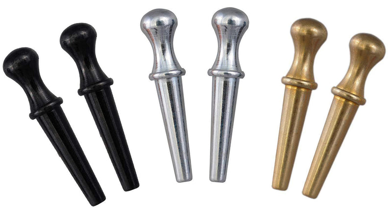 6 Pack of Solid Metal Cribbage Pegs 2 Black, 2 Chrome, 2 Brass - LeoForward Australia