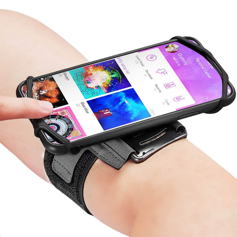  [AUSTRALIA] - Newppon 180° Rotatable Running Phone Armband :with Key Holder for Apple iPhone 12 11 Pro Max Xs XR X 8 7 6 6S Plus Samsung Galaxy S10 S9 Edge Note 8 Google Pixel,for Sports Workout Exercise Jogging Black