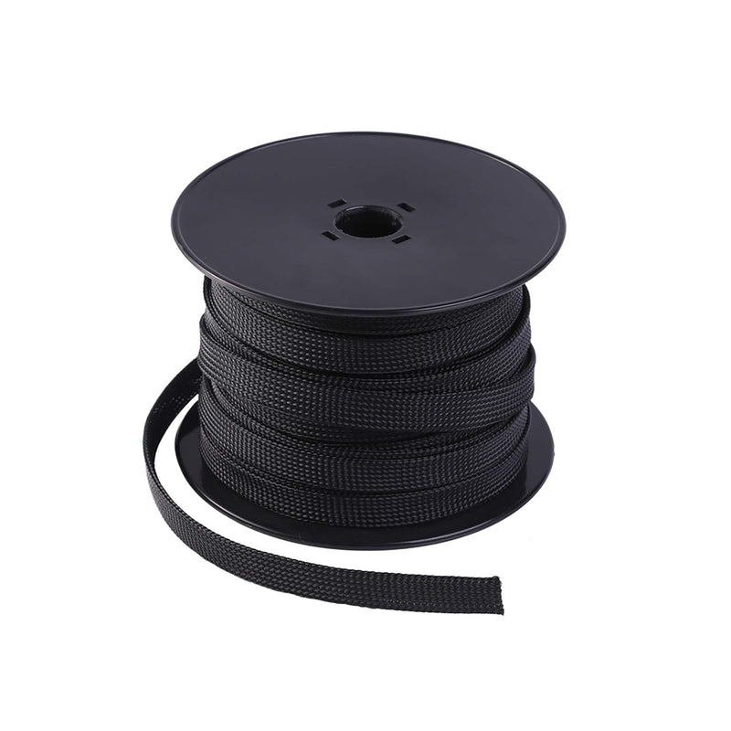  [AUSTRALIA] - Keco 100ft – 1/4 inch PET Braided Expandable Cable Sleeve – Wire Sleeving for Audio Video and Other Home Device Cable Automotive Wire - Black 1/4"-100ft