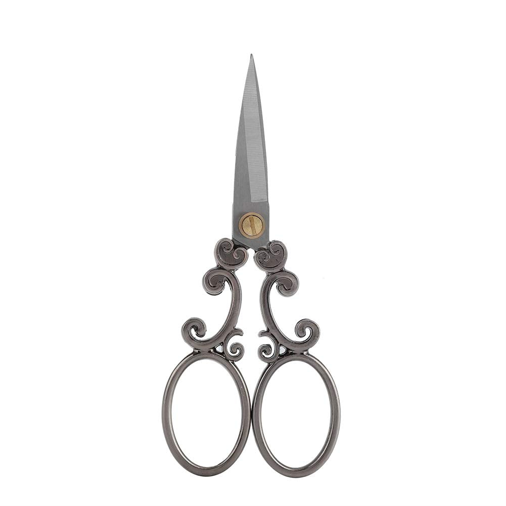  [AUSTRALIA] - Antique Vintage Style Scissor,Mini Vintage Stainless Steel Sewing Scissors Classical Cutting Embroidery Crafts Tool Household DIY Sewing Accessories(Silver Gray)