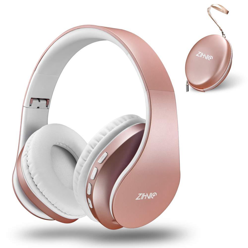  [AUSTRALIA] - Bluetooth Headphones Over-Ear, Zihnic Foldable Wireless and Wired Stereo Headset Micro SD/TF, FM for Cell Phone,PC,Soft Earmuffs &Light Weight for Prolonged Wearing(Rose Gold) Rose Gold