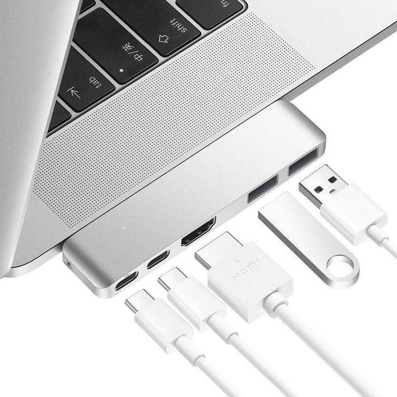 Purgo Mini USB C Hub Adapter Dongle for MacBook Air M1 2021-2018 and MacBook Pro M1 2021-2016, MacBook Pro USB Adapter with 4K HDMI, 100W PD, 40Gbps TB3 5K@60Hz, USB-C and 2 USB 3.0 (Silver) Silver - LeoForward Australia