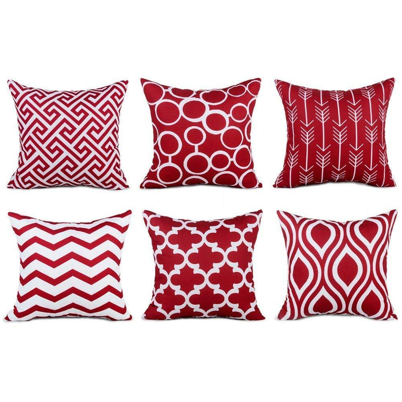 [AUSTRALIA] - Top Finel Accent Decorative Throw Pillows Durable Canvas Outdoor Cushion Covers 16 X 16 for Couch Bedroom, Set of 6, Burgundy 16"x16"