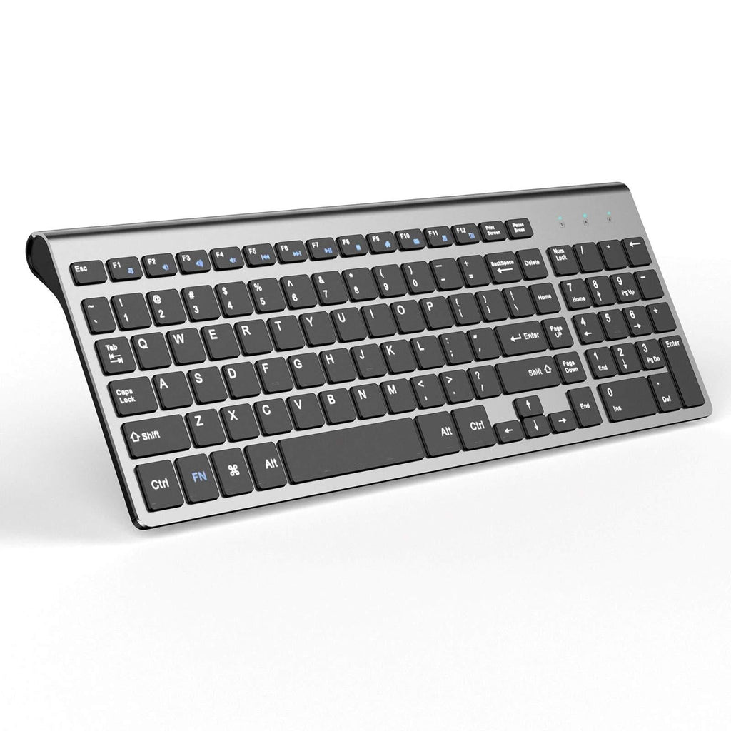 Wireless Keyboard, J JOYACCESS 2.4G Slim and Compact Wireless Keyboard with Numeric Pad for Laptop, MacBook Air, Apple, Computer, PC(Black and Grey) Black and Grey - LeoForward Australia