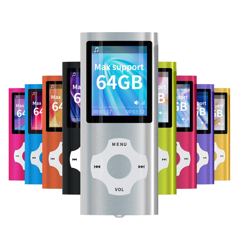  [AUSTRALIA] - Mymahdi MP3/MP4 Portable Player,1.8 Inch LCD Screen,Max Support 64GB,Silver Silver