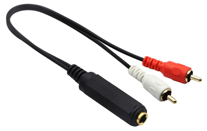 zdyCGTime 6.35mm to 2 RCA Y Splitter Cable, Gold-Plated 6.35mm (1/4 inch) TRS Female to 2 (Dual) RCA Male Stereo Audio Y Splitter Extension Adapter Cable (12Inch/30CM) 12Inch/30CM - LeoForward Australia