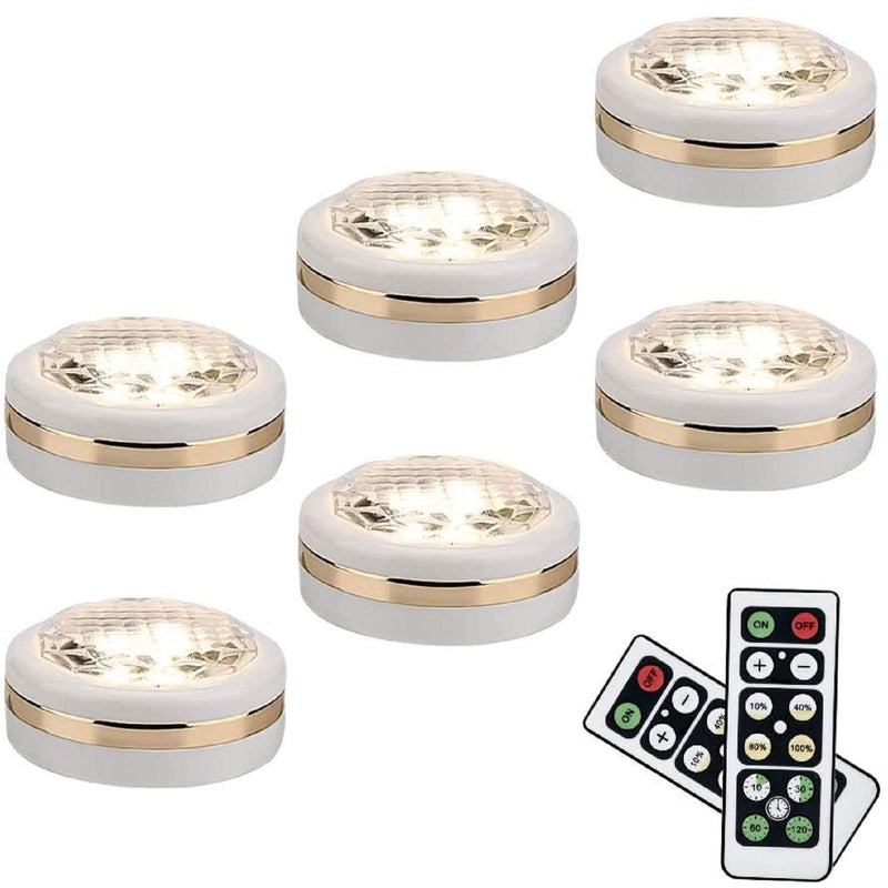 LEASTYLE Wireless LED Puck Lights with Remote Control 6 Pack, LED Under Cabinet Lighting,Puck Lights Battery Operated, Closet Light, Under Counter Lighting, Stick On Lights - LeoForward Australia