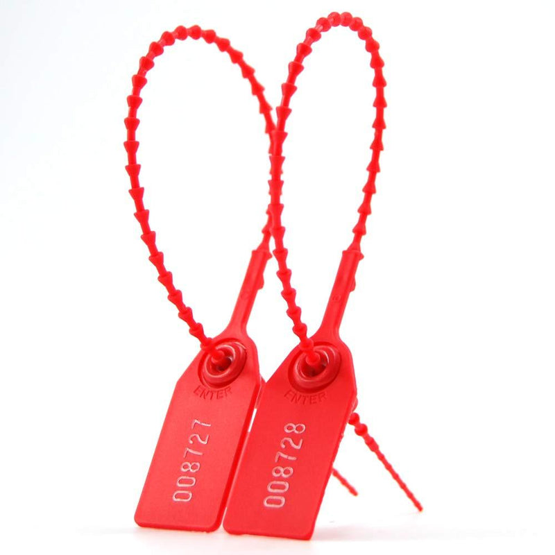  [AUSTRALIA] - Leadseals(R) 100 PlasticTamper Seals, Zip Ties for Fire Extinguishers Pull Tite Security Tags Numbered Disposable Self-Locking Tie 250mm Length (Red) 100 PCS Red