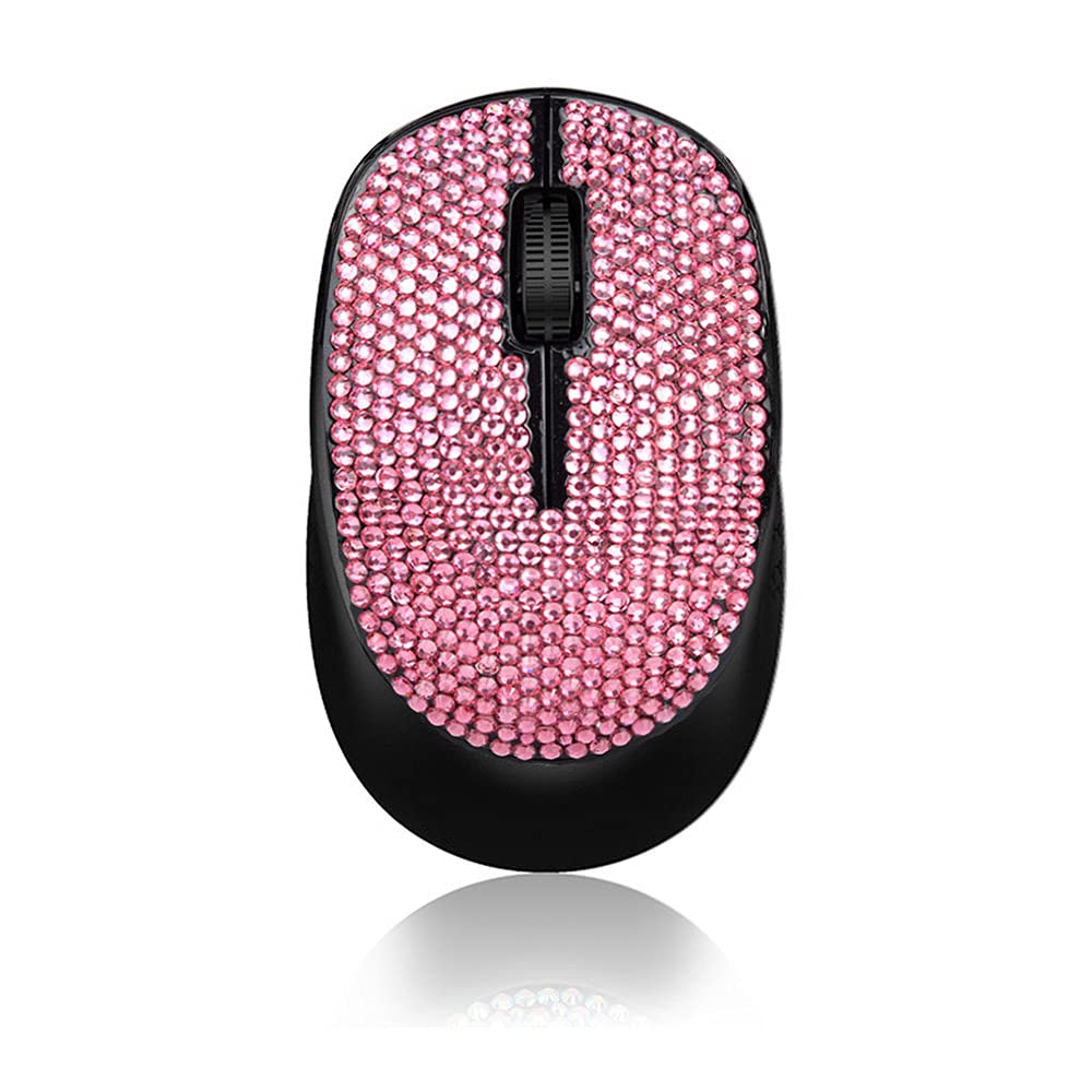  [AUSTRALIA] - SA@ Luxury 6 Colors Bling Crystal Rhinestone 2.4G Wireless Mouse for Laptop, Notebook, PC, Computer, MacBook Gifts for The Office (Pink) pink