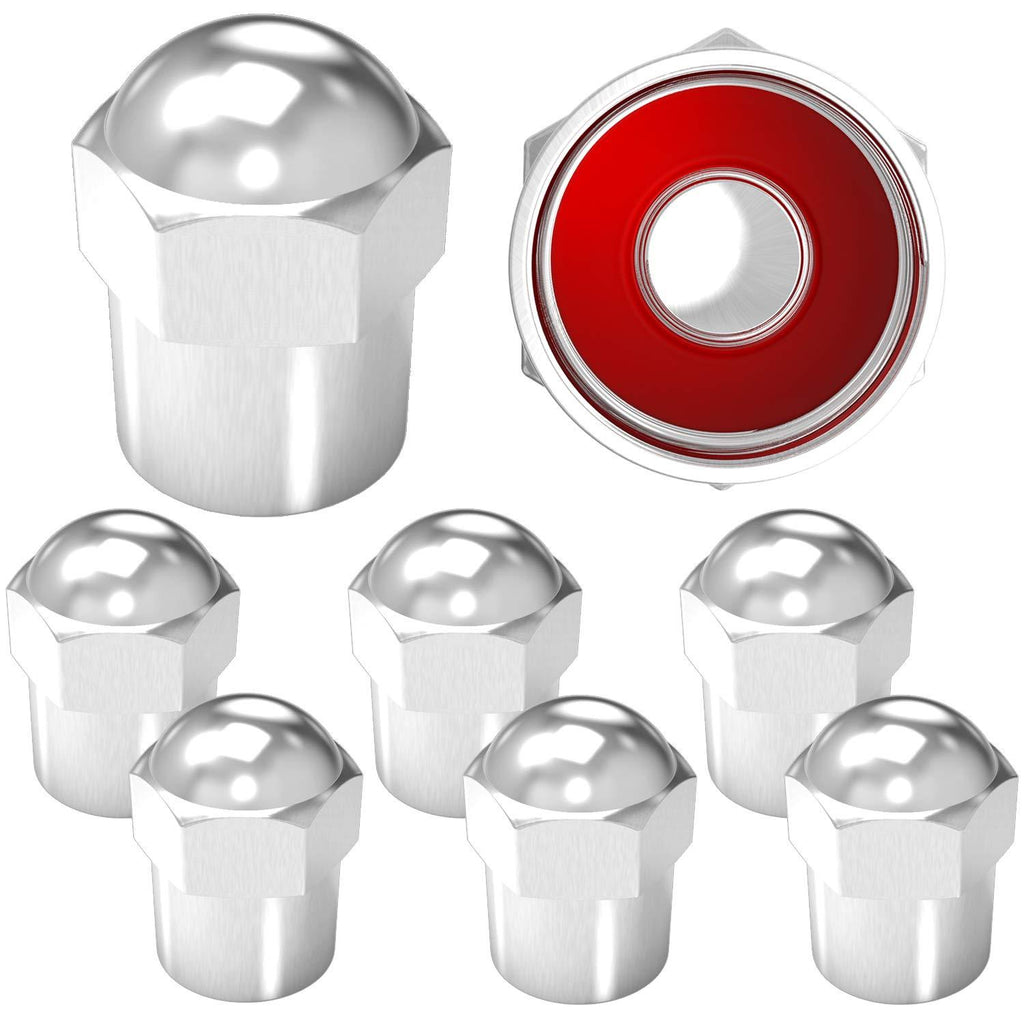 SAMIKIVA Brass Rubber Seal Tire Valve Stem Caps, Dust Proof Covers Universal fit for Cars, SUVs, Bike and Bicycle, Trucks, Motorcycles Flat Top (Chrome Round Top (8 Pack)) - LeoForward Australia