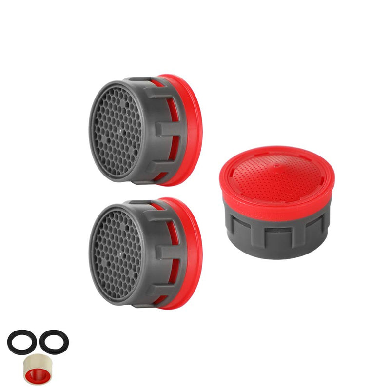  [AUSTRALIA] - JQK Faucet Areator, 2.2 GPM Flow Retrictor Insert Faucet Aerators Replacement Parts Bathroom 3 Pack, FAN22-P3 Red - 2.2 gpm