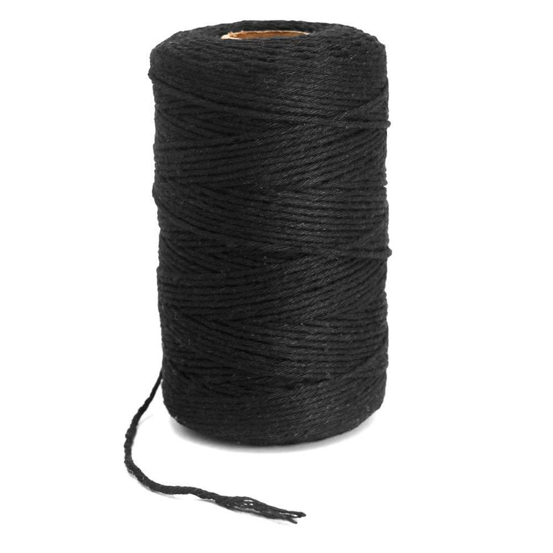  [AUSTRALIA] - Black Twine String,Cotton Bakers Twine 656 Feet Cotton Cord Crafts Gift Twine String Christmas Holiday Twine Black