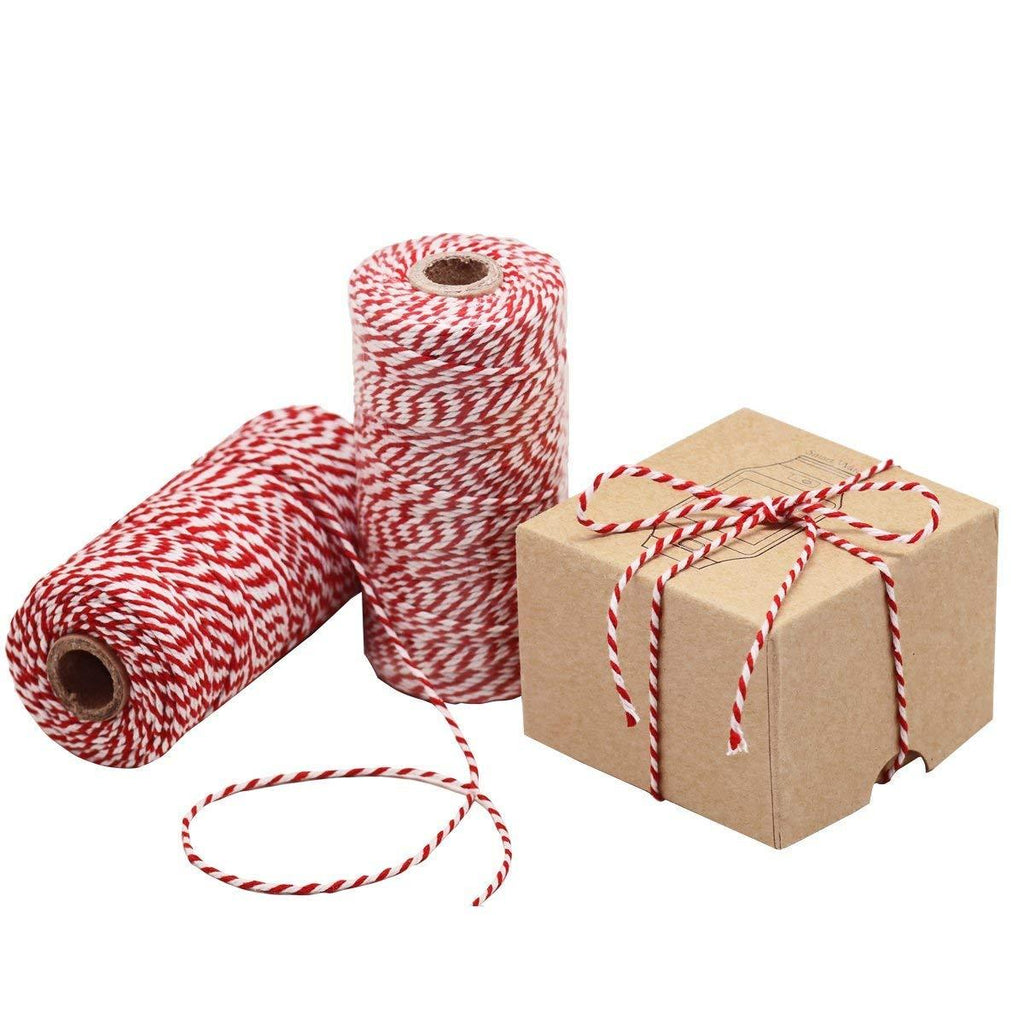  [AUSTRALIA] - Red and White Twine, 328 Feet 100m Cotton Bakers Twine Perfect For Baking, Butchers, Crafts and Christmas Gift Wrapping