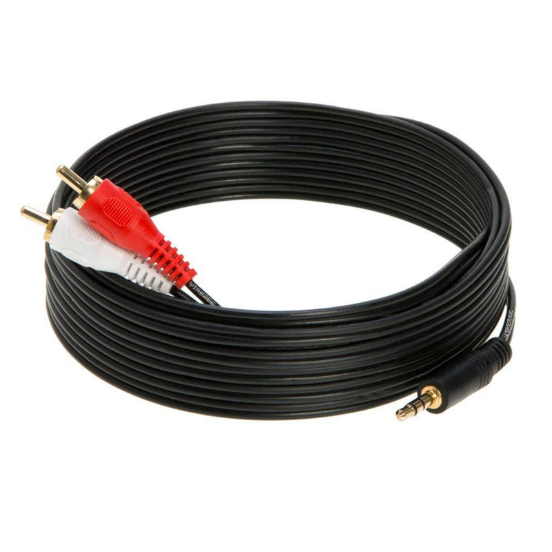 3.5mm Male Audio to 2 RCA Stereo Cable 6ft, 10ft, 12ft, 15ft, 25FT (25FT) - LeoForward Australia