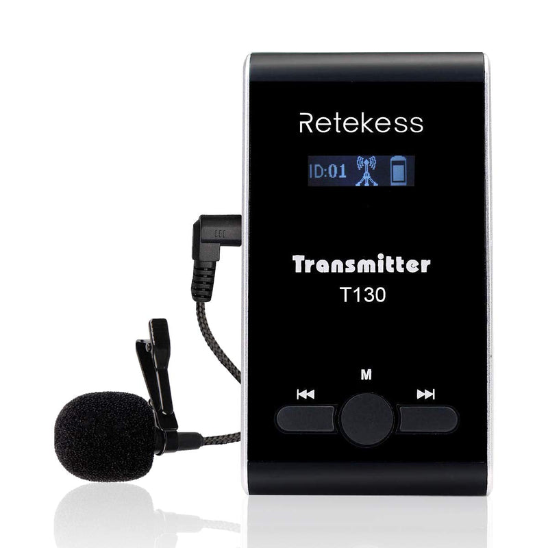  [AUSTRALIA] - Retekess T130 Wireless Tour Guide Transmitter,Lavalier Microphone,99 Channel,Church Translation Transmitter for Interpretation Training Court