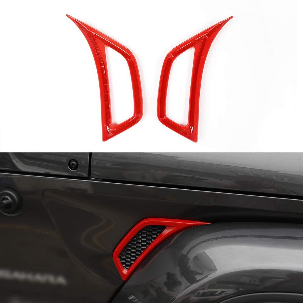  [AUSTRALIA] - BORUIEN Red Car Wheel Eyebrow Side Air Conditioning Vent Outlet Decoration Cover Sticker for Jeep JL Wrangler 2018 Up