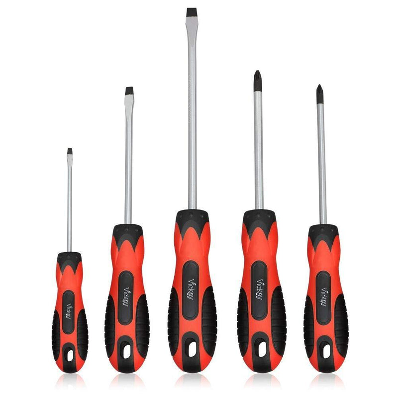  [AUSTRALIA] - Magnetic Screwdriver Set,5 Pieces Slotted and Phillips Screwdriver with Ergonomic Comfortable Non-skid Handle,Permanent Magnetic Tips,Rust Resistant Heavy Duty Craftsman Toolkit For Wet, Oily Hand