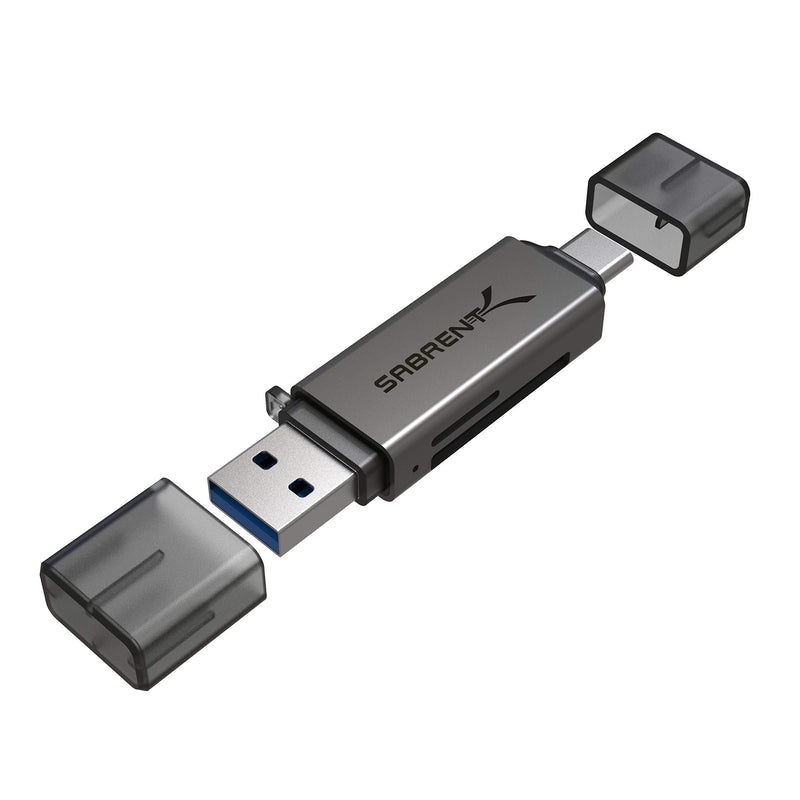 Sabrent USB 3.0 and USB Type-C OTG Card Reader Supports SD, SDHC, SDXC, MMC/MicroSD, T-Flash (CR-BCA2) 2-Slot USB A & C - LeoForward Australia