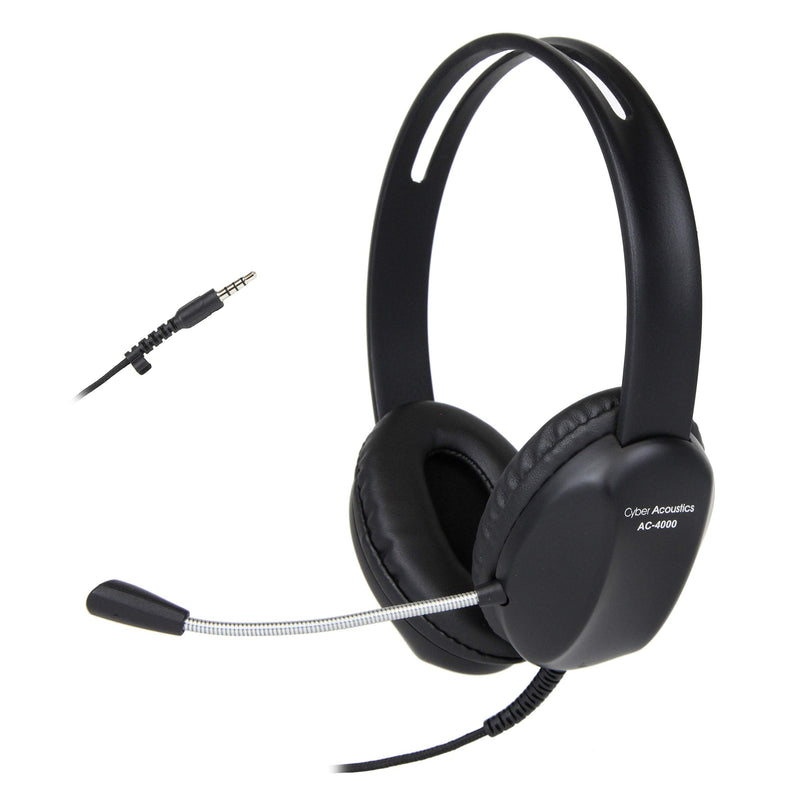  [AUSTRALIA] - Cyber Acoustics 3.5mm Stereo Headset with Headphones and Noise Cancelling Microphone for Pcs, Tablets, and Cell Phones in The Office, Classroom or Home (AC-4000) 1 Unit