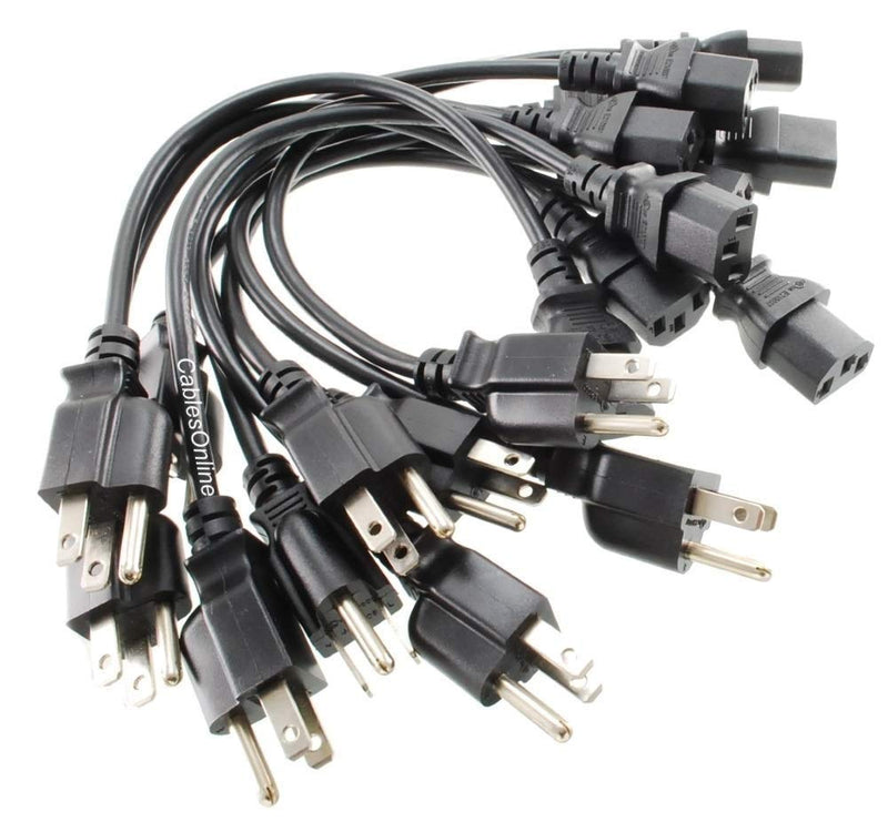  [AUSTRALIA] - CablesOnline 10-Pack 1ft. Short 3-Conductor PC Power Cord, 18AWG, NEMA 5-15p to IEC C13 Cable, PC-111-10