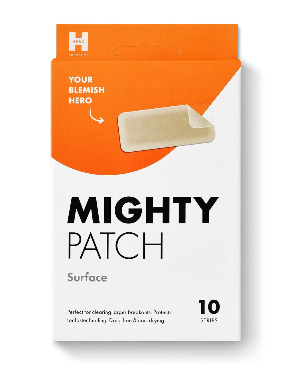 Mighty Patch Surface - Hydrocolloid Large Acne Pimple Patch Spot Treatment (10 count) for Body and Larger Breakouts on Cheek, Forehead, Chin, Vegan, Cruelty-Free - LeoForward Australia