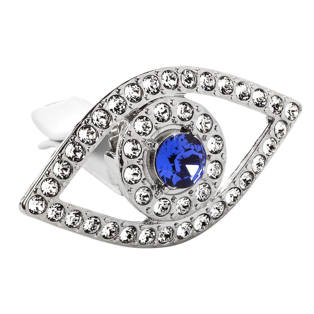  [AUSTRALIA] - Lunna Evil Eye Embellished With Swarovski Crystals Silver Vent Clip  - Pack of 1 Silver Evil Eye 1 Pack