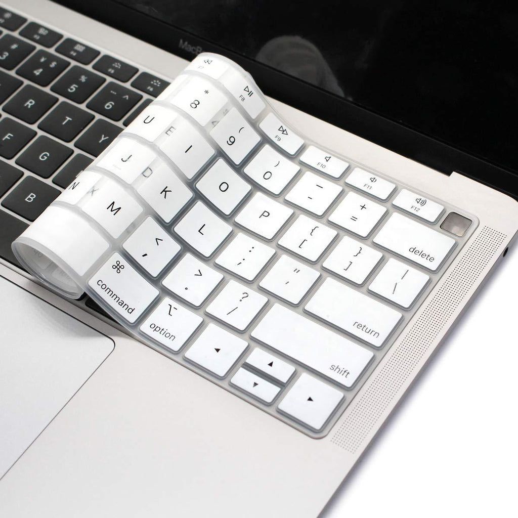 Silicone Keyboard Cover for 13.3" MacBook Air Model A1932 with Retina Display & Touch ID 2019 2018 Released US Version Ultra Thin Protective Skin (for 2019 2018 Air 13" (A1932), White) for 2019/18 Air 13" (A1932) Keyboard Cover- White - LeoForward Australia