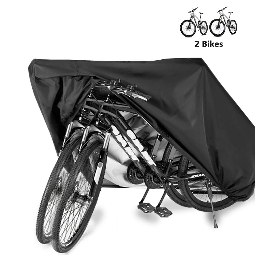 Bumlon Bike Cover for 2 or 3 Bicycle with 2 or 3 Lock Hole Safety Loops Bike Covers Outdoor Storage Waterproof XXXL Bicycle Trap for Beach Cruiser Mountain Bike XXL-Black-2 Bike Cover - LeoForward Australia