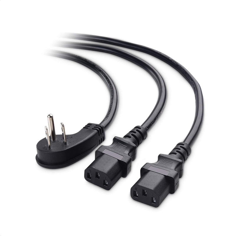 Cable Matters Computer Power Cord Splitter (NEMA 5-15P to 2X IEC C13) - 6 Feet 6 ft - LeoForward Australia