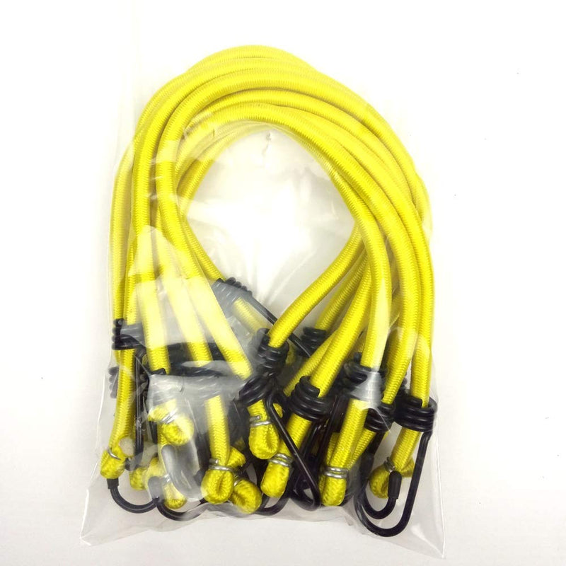  [AUSTRALIA] - Dajia 8mm Bungee Cords with Hooks 5/16"x 18" 8mmx45cm Industrial Bungee Cord x 10piece (8mmx45cm, Yellow)
