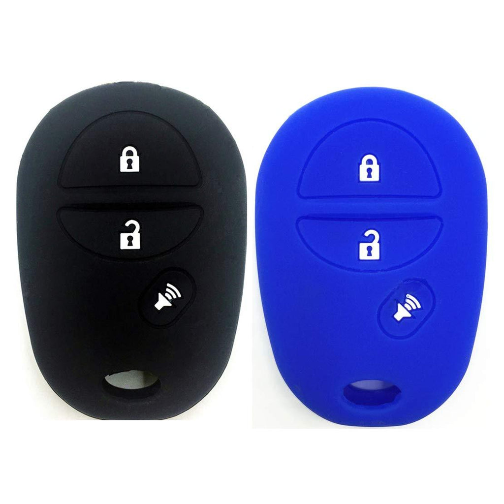  [AUSTRALIA] - Ezzy Auto Black and Blue Silicone Rubber Key Fob Case Key Covers Key Jacket Skin Protectors fit for Toyota Highlander Sequoia Sienna Tacoma Tundra