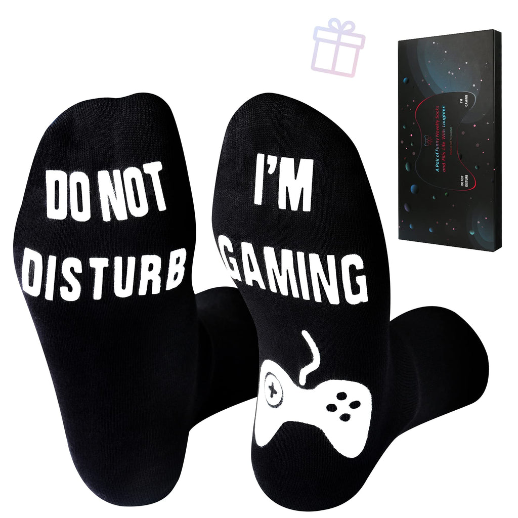 Do Not Disturb I'm Gaming Socks,Funny Novelty Socks Gaming Gift for Fathers Husbands Dad Mens Teen Boys Game Lover Black Medium - LeoForward Australia