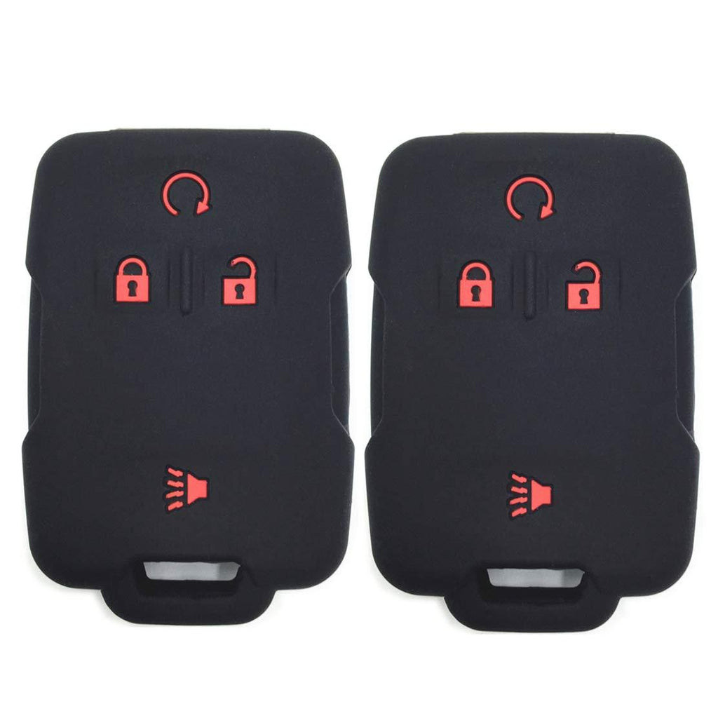  [AUSTRALIA] - Ezzy Auto Pack 2 Black with Red Buttons Silicone Rubber Key Fob Case Key Covers Keyless Remote Jacket Skin Protector fit for Chevrolet Silverado Colorado GMC Sierra Yukon Cadillac
