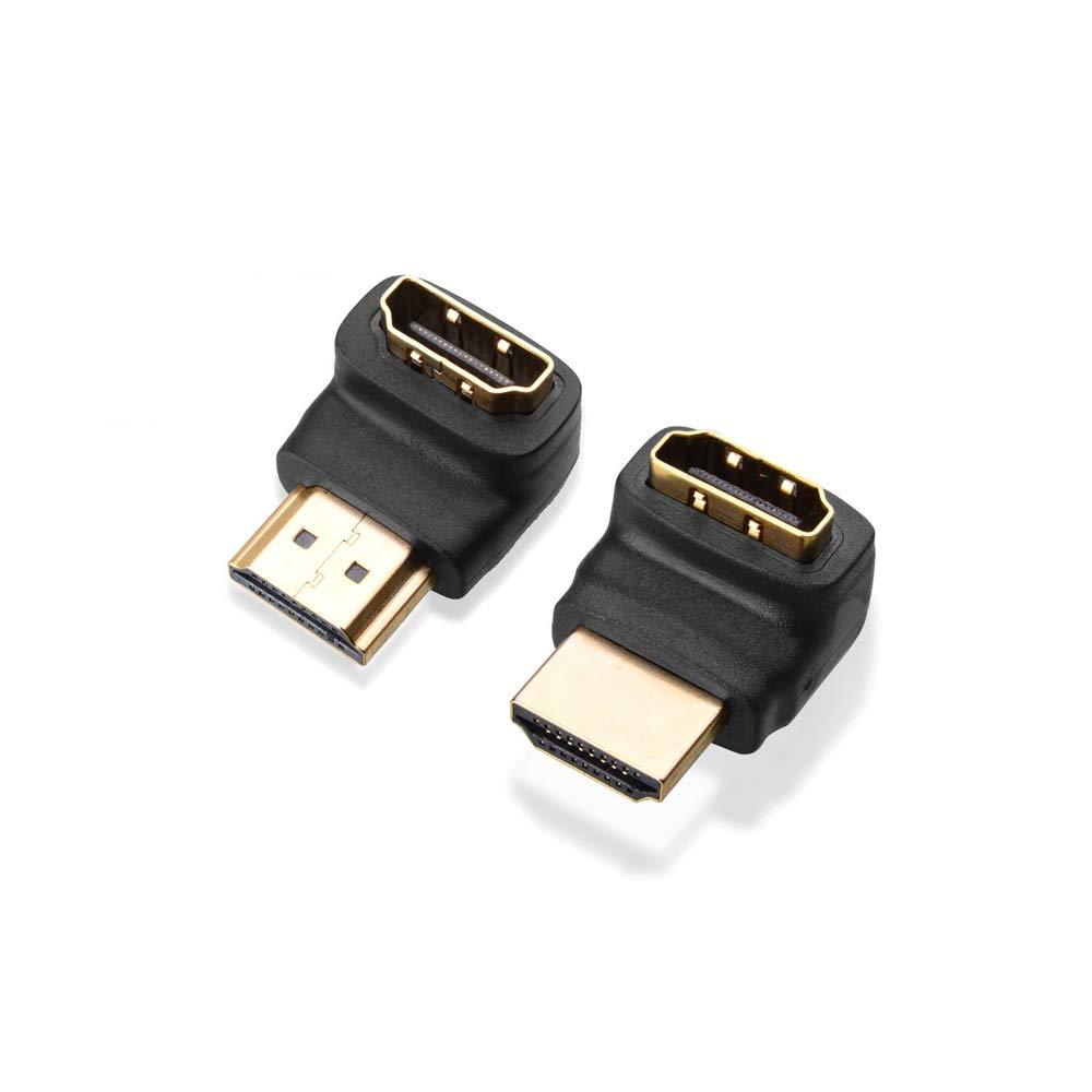 [AUSTRALIA] - A ADWITS HDMI Cable Connection Conversion 2 Type HDMI Adapter 90/270 Degree L-Type Up-Down Extension Connector for 4K Full HD TV/DVD/Monitor -Black HDMI Angle Coupler