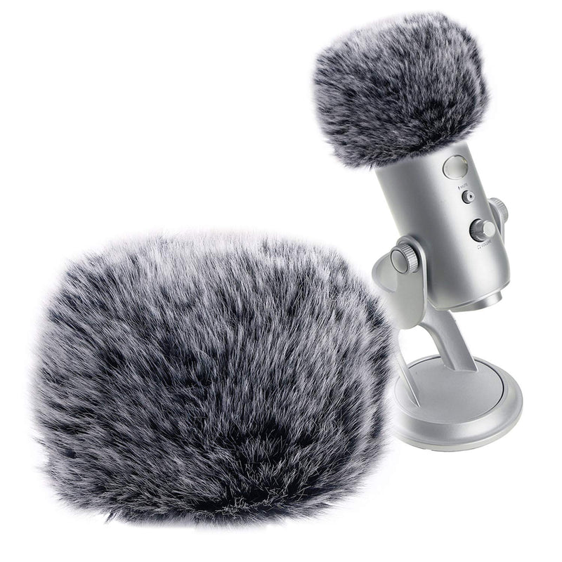  [AUSTRALIA] - SUNMON Microphone Furry Windscreen Muff, Perfect Mic Pop Filter Mask Shield for Blue Yeti, Yeti Pro Microphones gray furry