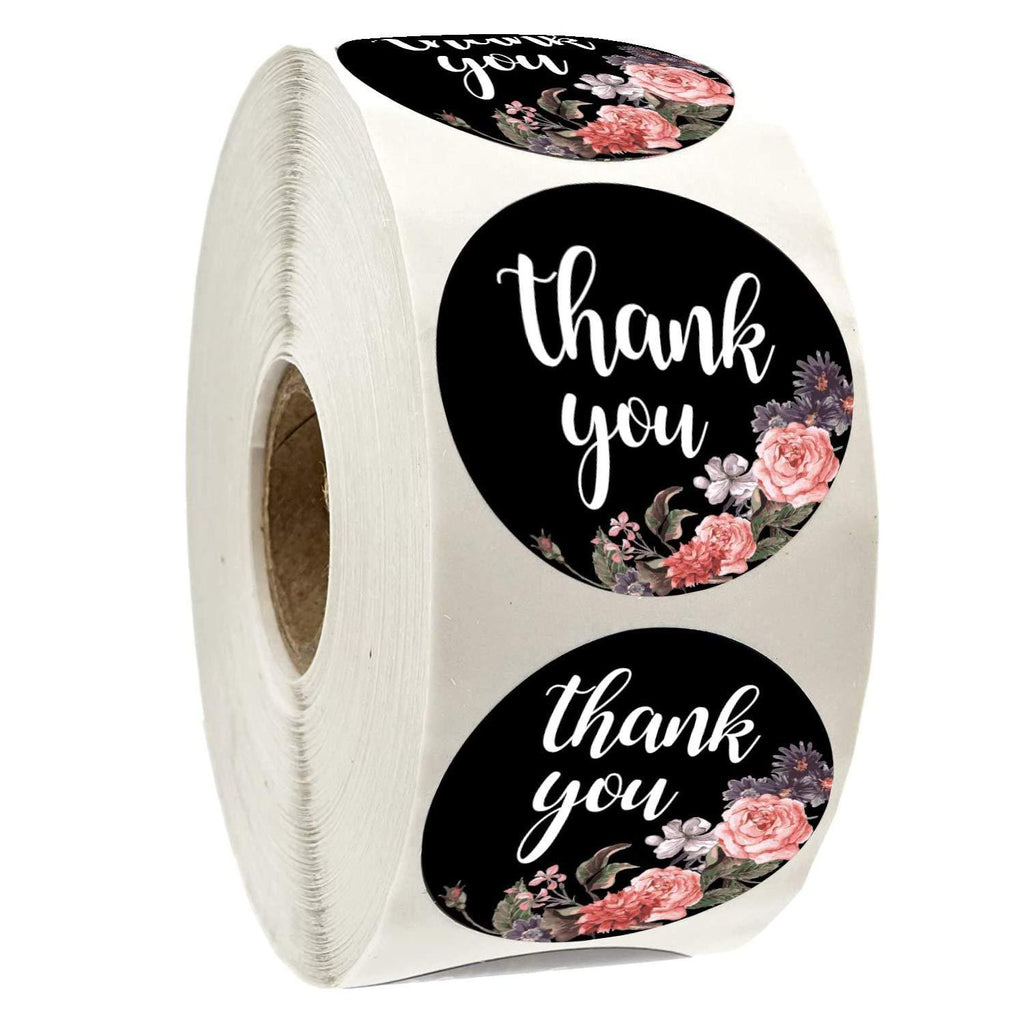 Floral Thank You Stickers-1.4 inch, 500 Pack of Round Adhesive Labels for Baby Shower, Wedding, Graduation, Birthdays, Business. - LeoForward Australia