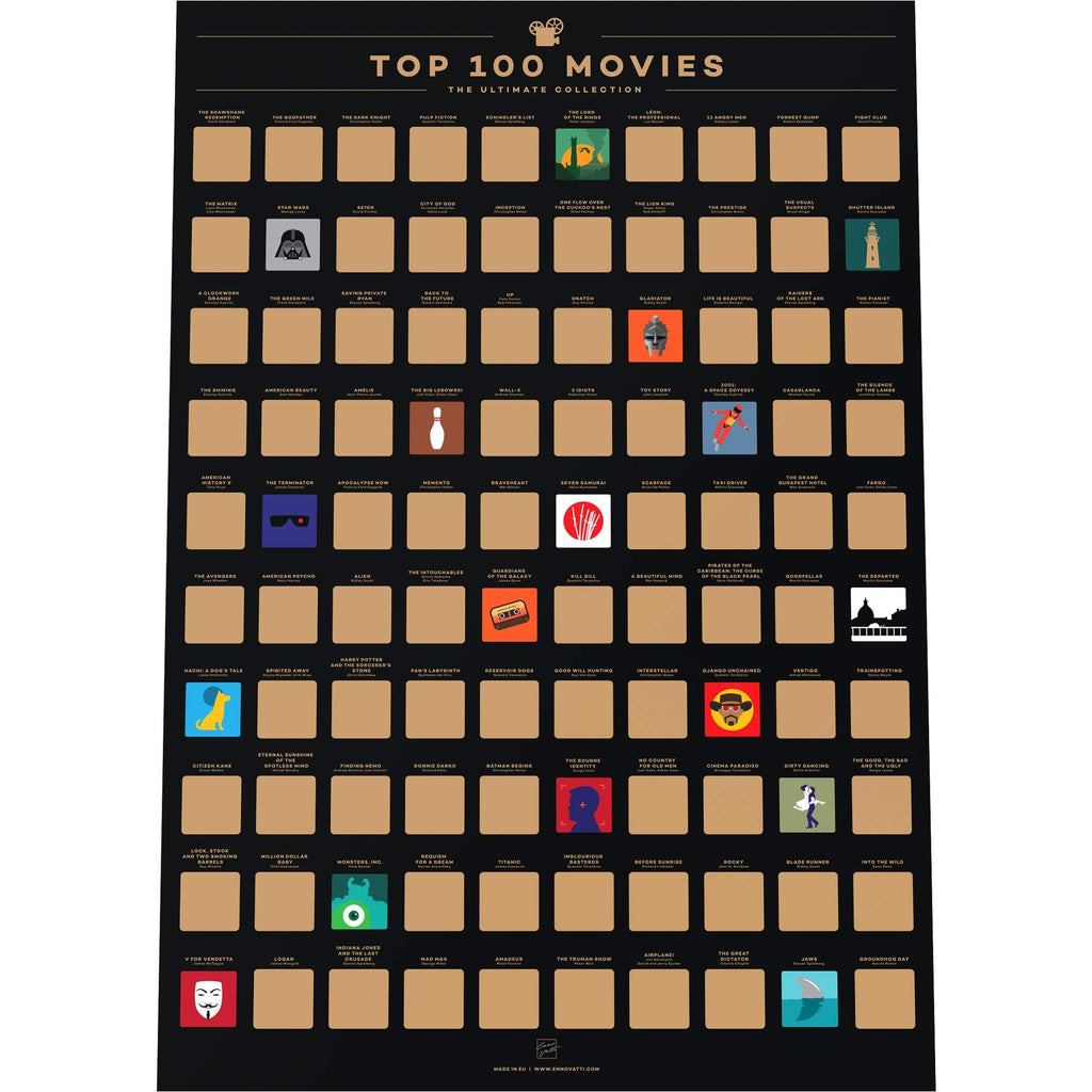  [AUSTRALIA] - Enno Vatti 100 Movies Scratch Off Poster - Top Films of All Time Bucket List (16.5" x 23.4")
