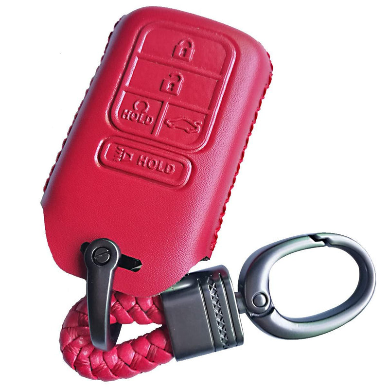  [AUSTRALIA] - Red Hand Sewing Leather Key Cover Case Fob Bag Holder Fit For 2019 2018 2017 2016 2015 Honda Accord Civic Insight CR-V CRV Pilot EX EX-L Touring Premium A2C81642600 Red