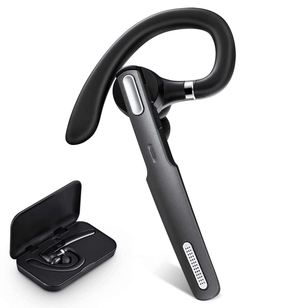  [AUSTRALIA] - ICOMTOFIT Bluetooth Headset, Wireless Bluetooth Earpiece V5.0 Hands-Free Earphones with Built-in Mic for Driving/Business/Office, Compatible with iPhone and Android (Gray) Gray