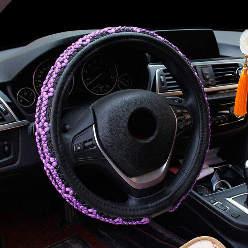  [AUSTRALIA] - Carmen Car Steering Wheel Cover Ice Silk Handle Car Interior Accessories Anti-Slip Handmade Chinese Style Universal 15 Inch Wheel Cushion Protector (Purple) Purple