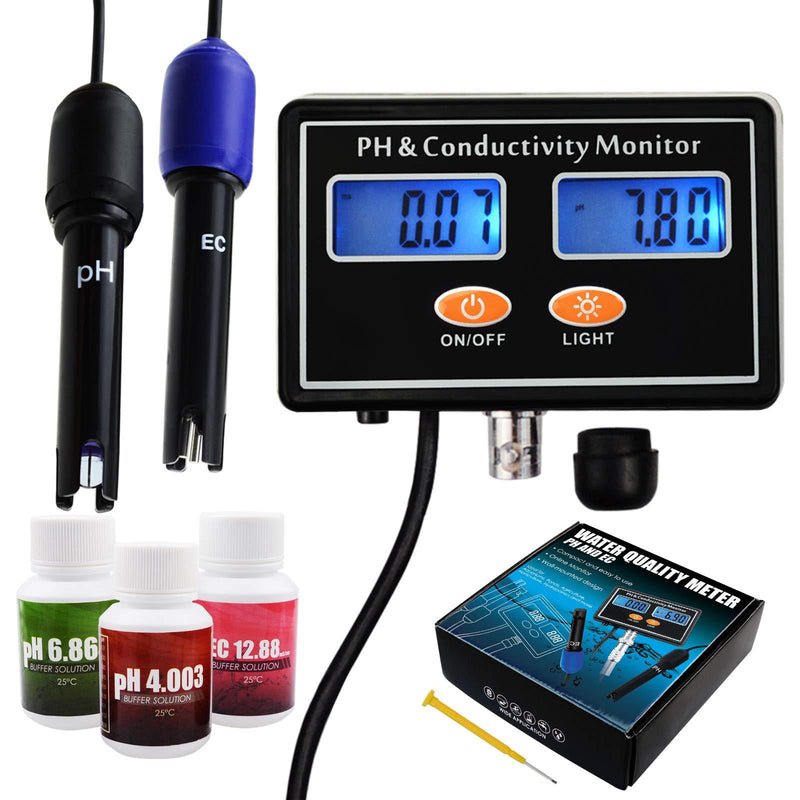 pH/EC Conductivity Meter with ATC Water Quality Tester 0.0-14.0pH / 0~19.99ms/cm Aquarium, Hydroponics Tool PH/EC METER - LeoForward Australia
