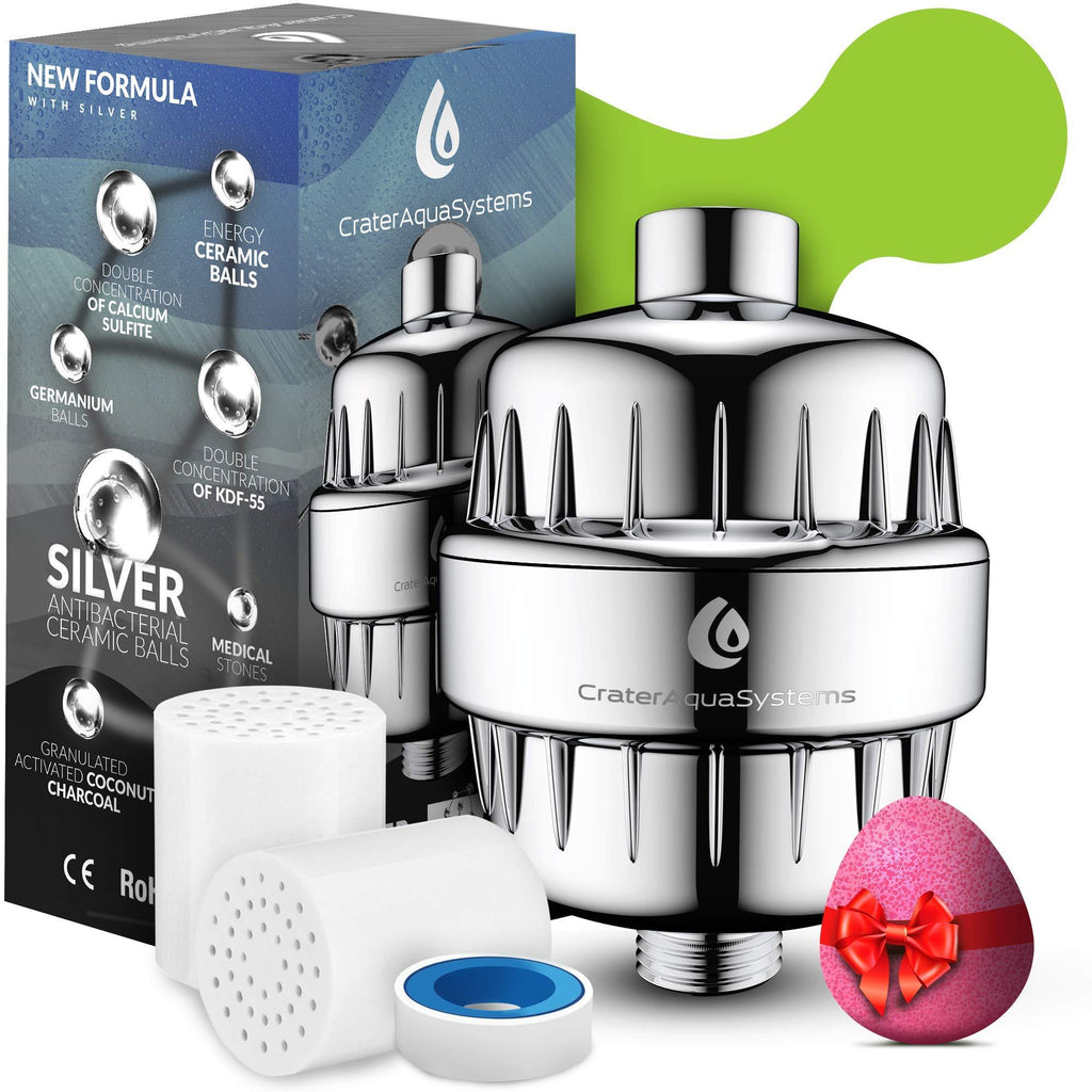 15 Stages Shower Water Filter with Silver layer - remove Chlorine Fluoride Lead - 2 Cartridge Replacement for Showerhead filters - Filtered showers head softener for hard water - LeoForward Australia