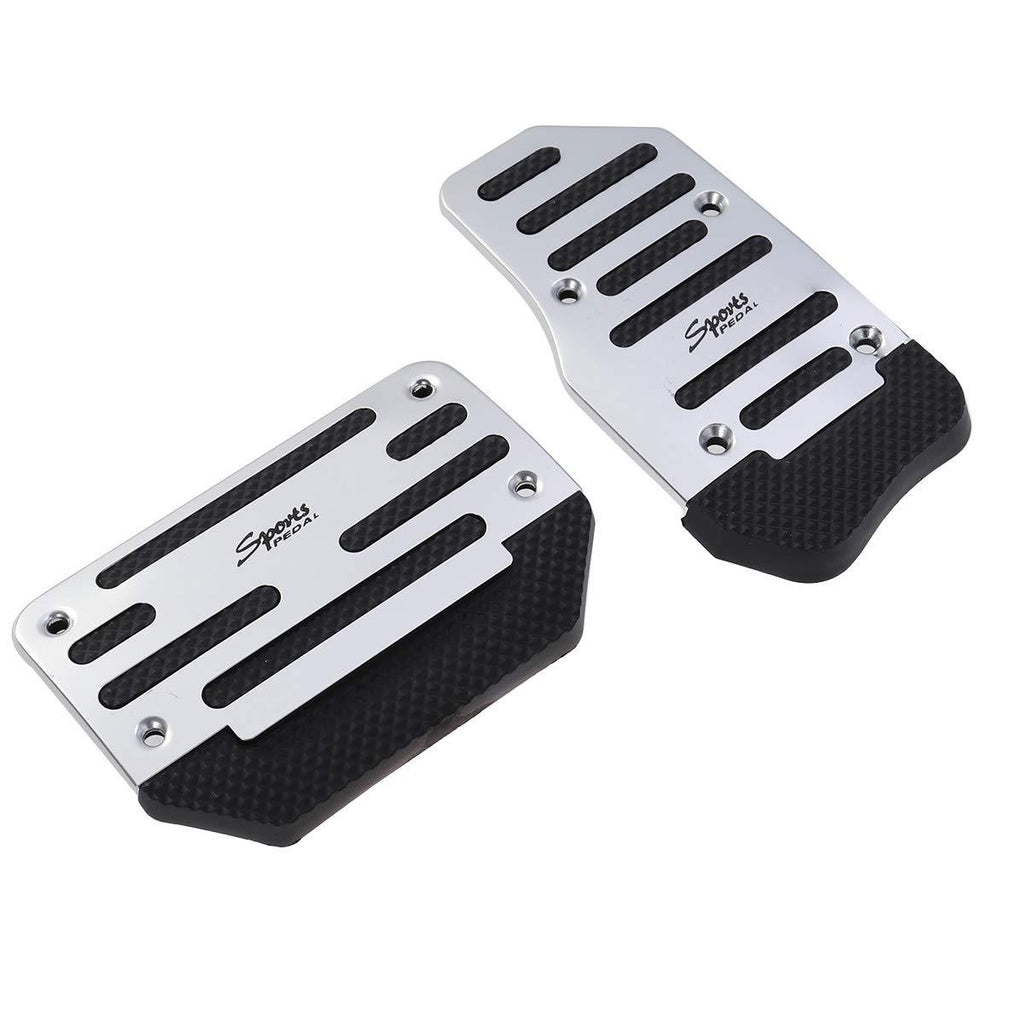  [AUSTRALIA] - Vosarea Non Slip Automatic Car Treadle Accelerator Brake Pedal Cover Footrests Set 2pcs (Silver)