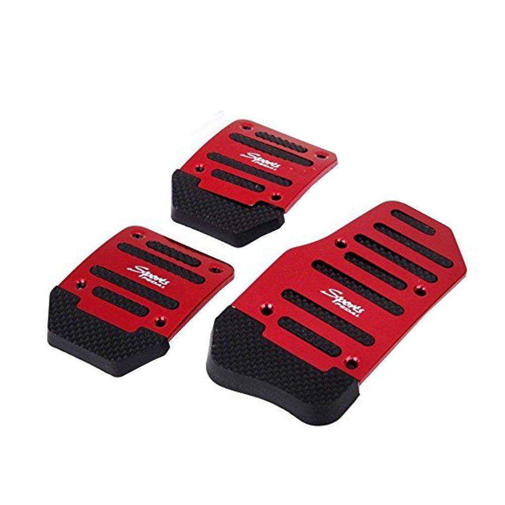  [AUSTRALIA] - Vosarea Car Non Slip Gas Brake Treadle Clutch Pedal Cover Pad Manual Pedals 3pcs (Red) Red