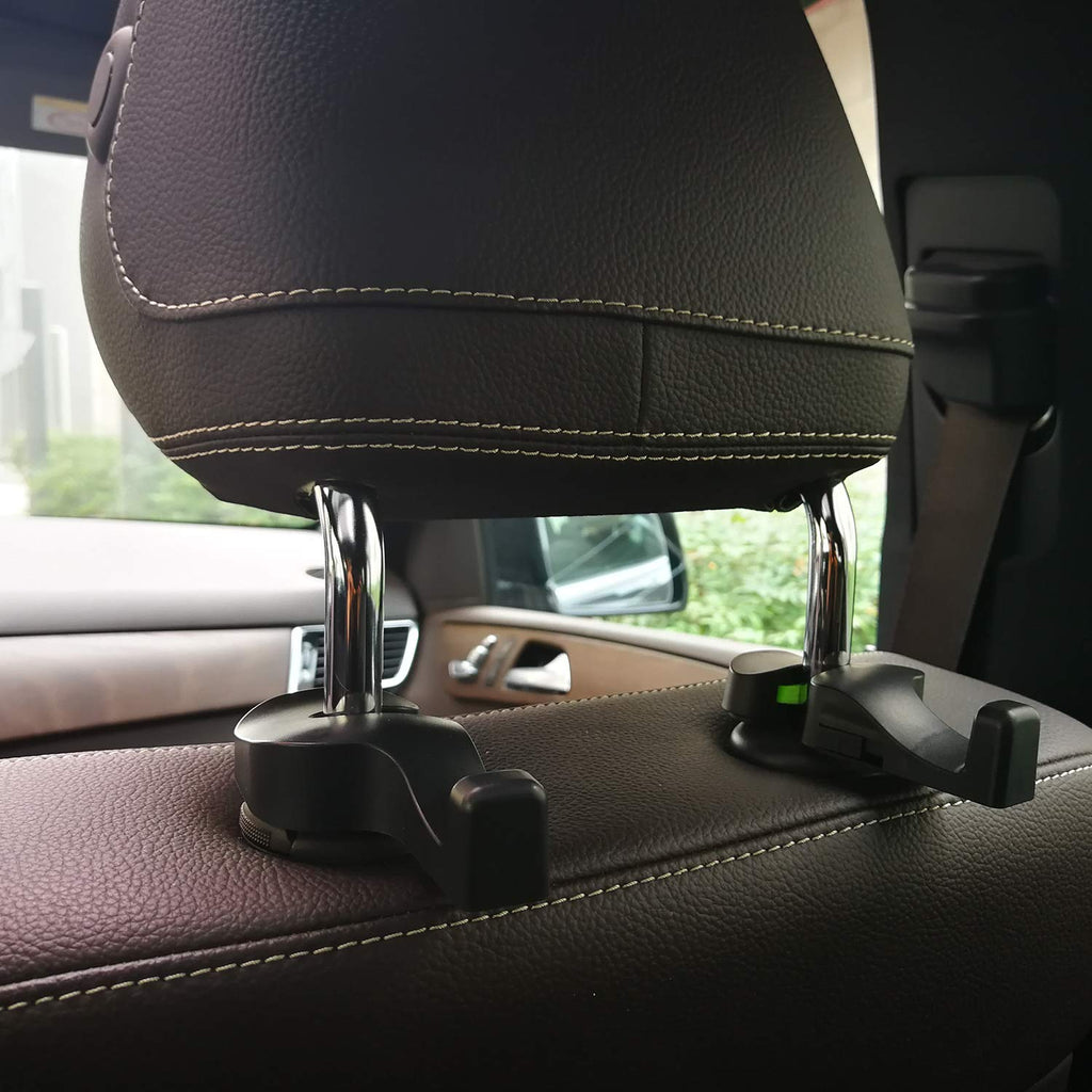  [AUSTRALIA] - A ABIGAIL Car Headrest Hooks Universal Vehicle SUV Organizer Car Back Seat Headrest Hanger Holder Hook for Bag Purse Cloth Grocery-Black Set of 2 A7836F 2PCS
