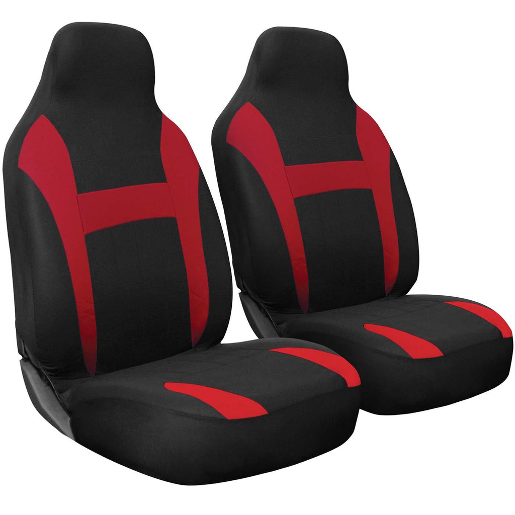  [AUSTRALIA] - OxGord Car Seat Cover - Poly Cloth Two Toned Front Low Bucket Seat -Universal Fit Cars, Trucks, SUVs, Vans - 2 pc Set