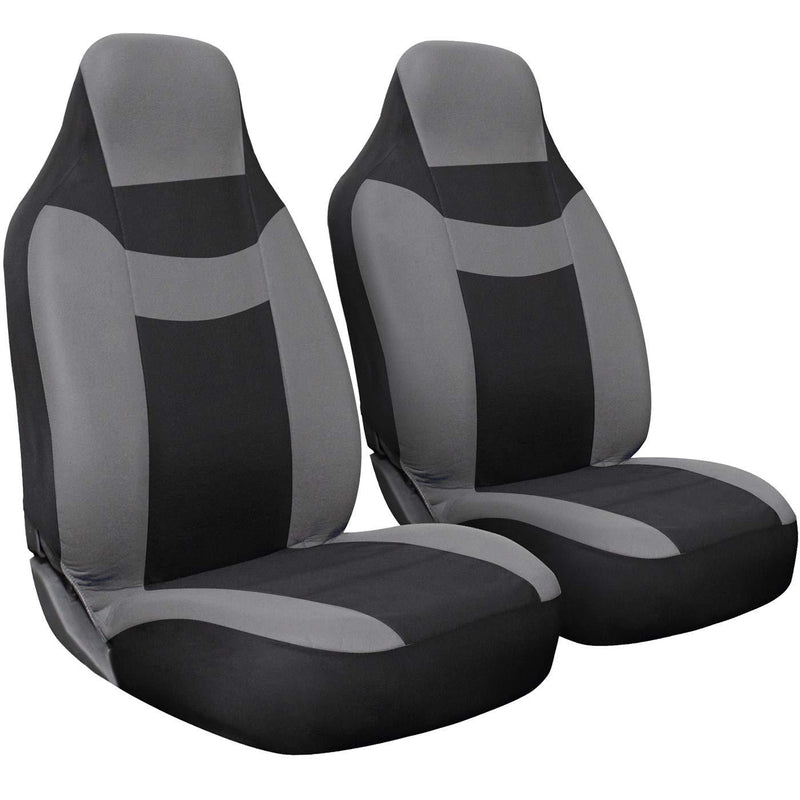  [AUSTRALIA] - OxGord Car Seat Cover - Poly Cloth Two Toned Gray Front Low Bucket Seat -Universal Fit Cars, Trucks, SUVs, Vans - 2 pc Set