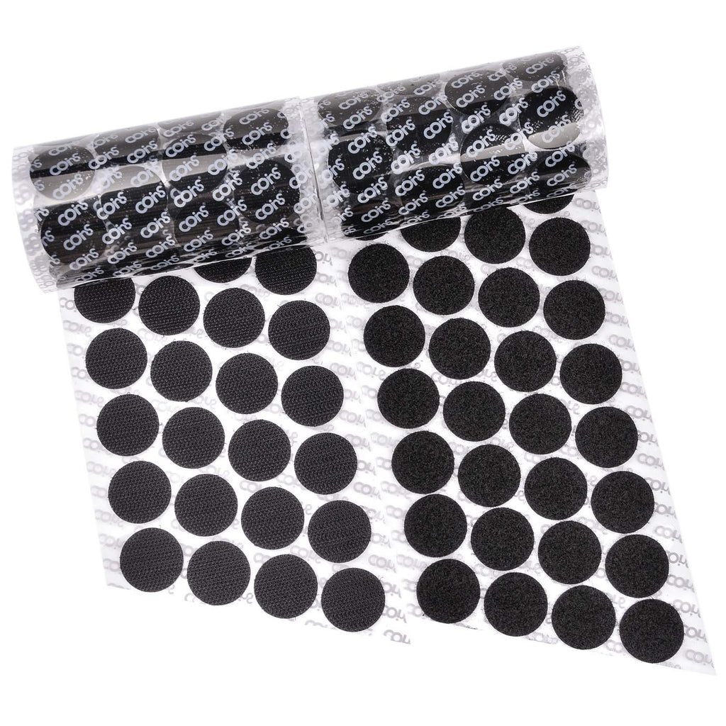  [AUSTRALIA] - COINS Brand - Sticky Coins Hook and Loop Self Adhesive Dots, Waterproof (Black, 25mm) 25-Black