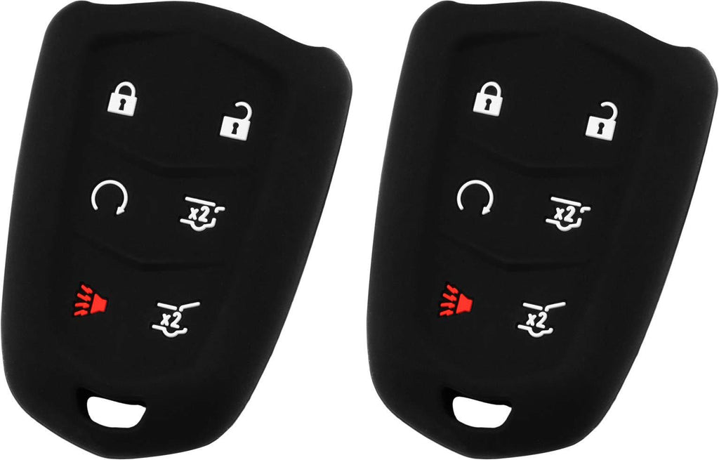  [AUSTRALIA] - KeyGuardz Keyless Entry Remote Car Smart Key Fob Shell Cover Soft Rubber Case for Cadillac Escalade HYQ2AB (Pack of 2) Black